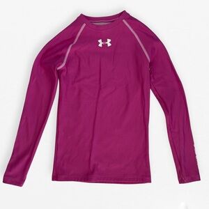 Kids Under Armour Magenta Long Sleeve Shirt Cold Gear compression athletic YTH M